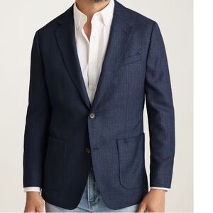 BONOBOS Jetsetter Bright Navy Marzotto Wool Slim Fit Unconstructed Blazer 44L